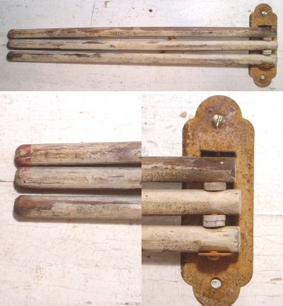 画像2: 3-Swing Arm "Primitive" Kitchen Wood Towel Rack