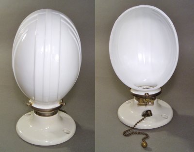 画像2: "ART DECO" Milk Glass Bathroom Lamp