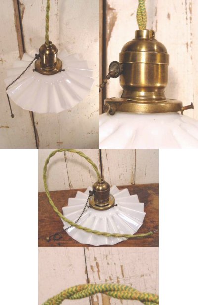 画像3: Antique "Petticoat Milk Glass" Pendant Lamp