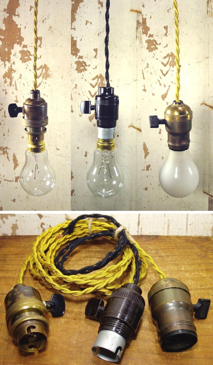 画像1: 1930-40's "Twisted Wire + Lamp Socket" 3-sets (1)