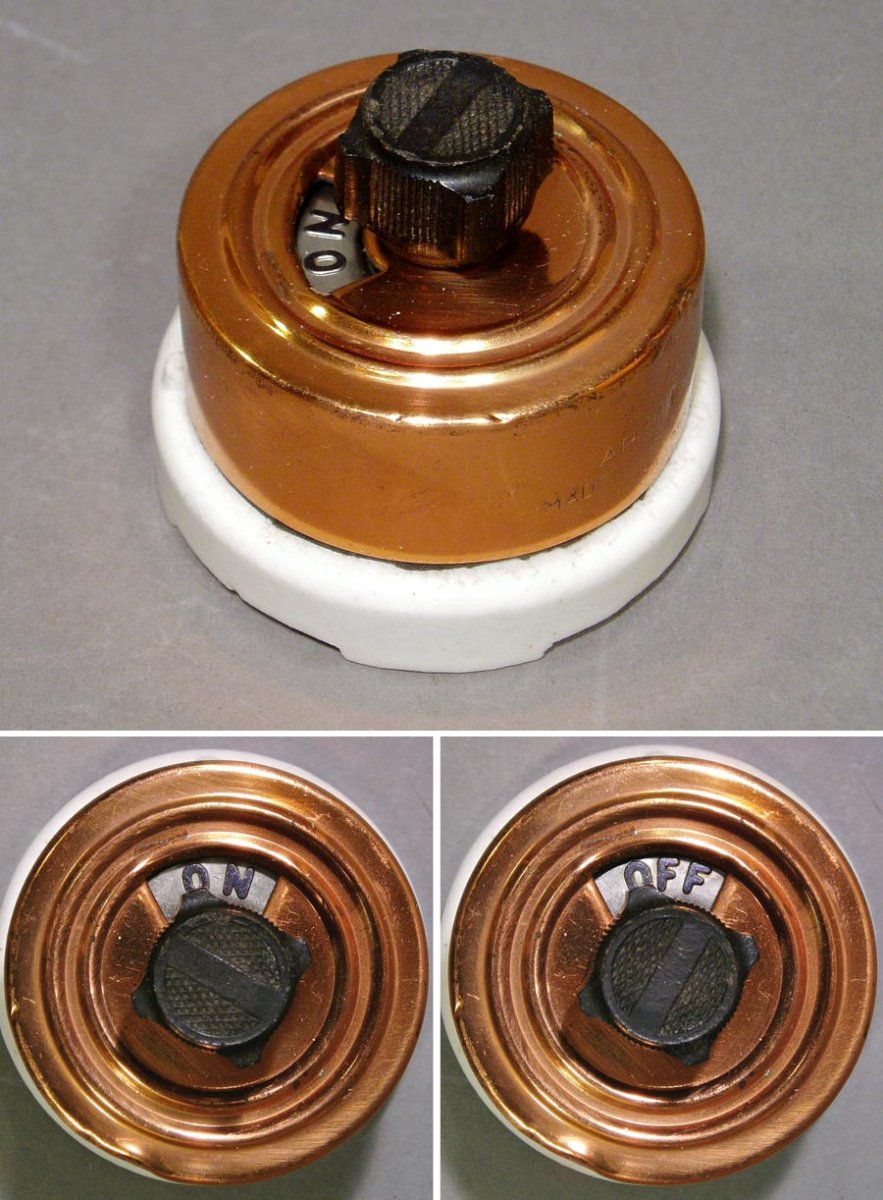 画像1: 1900-10's【ARROW】Copper＆Porcelain Turn Switch  (1)