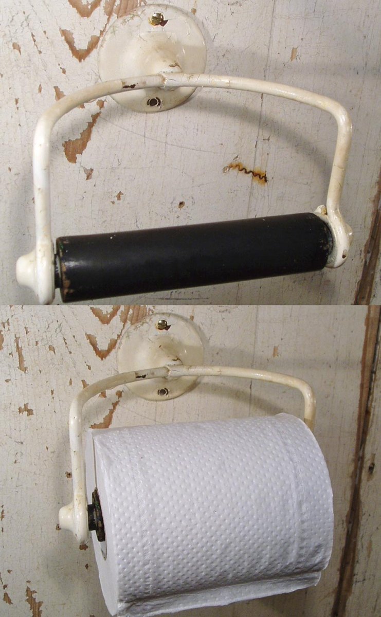 画像1:  1920's "Rustic" Steel-Frame Toilet Paper Holder (1)