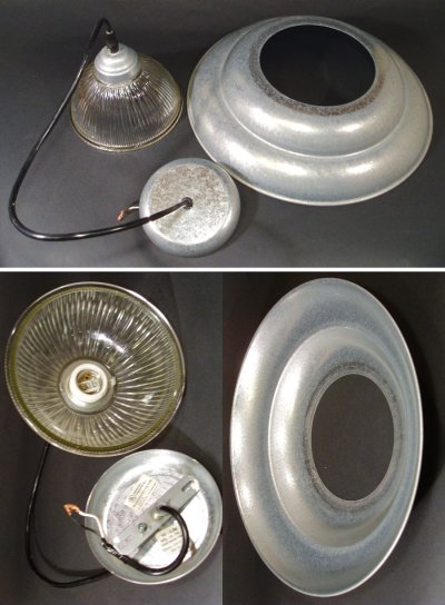 画像3: 2-way "Galvanized Steel＆Ribbed Glass" Pendant Light