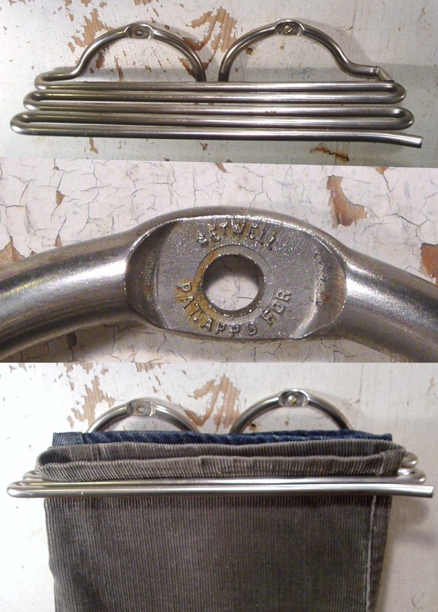 画像1: Wall-Mount 1920-30's "SETWELL" Steel Pants Hanger (1)