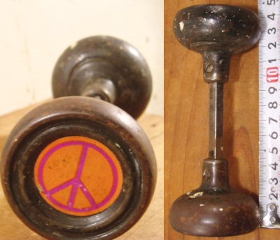 画像1:  Antique "Love＆Peace" Steel Doorknob