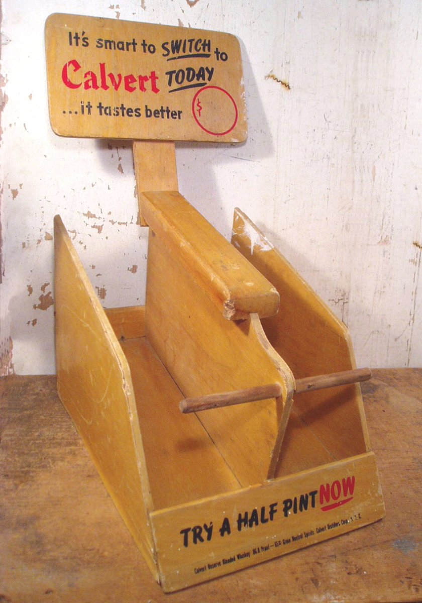 画像1: "Calvert Whiskey" Wood Display Rack (1)
