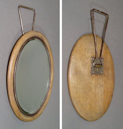 画像2: 1910-20's "OVAL"  Wooden Portable Beveled Mirror