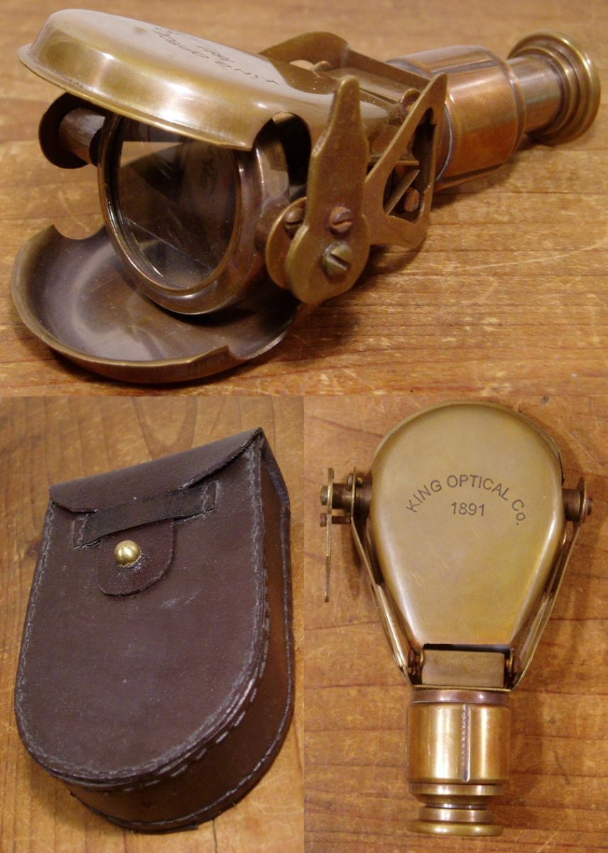 画像1: 1920-30's Folding Brass Pocket Telescope w/ Leather porch (1)