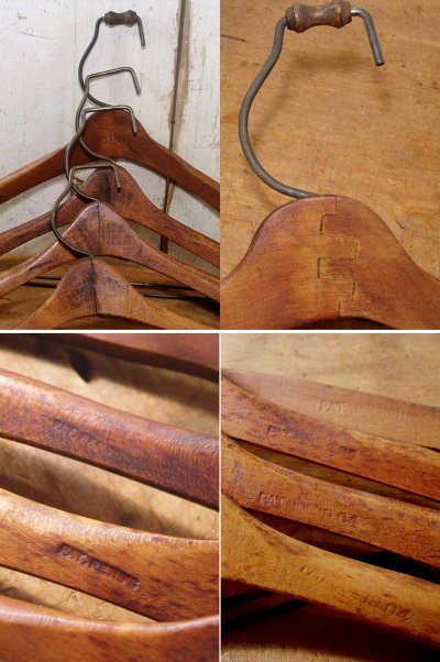 画像2: Early 1900's "Primitive" 4-set Solid Wood Hanger 