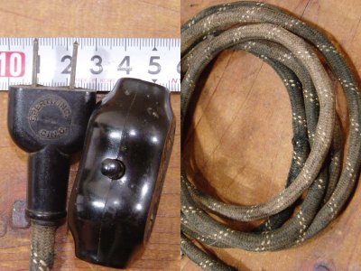 画像2: 1930's "ELECTRIC Design" Black Bakelite Switch w/Cord