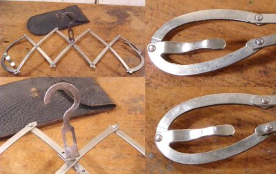 画像3: 1920-30's "Accordion" Steel Folding Hanger w/Leather Case