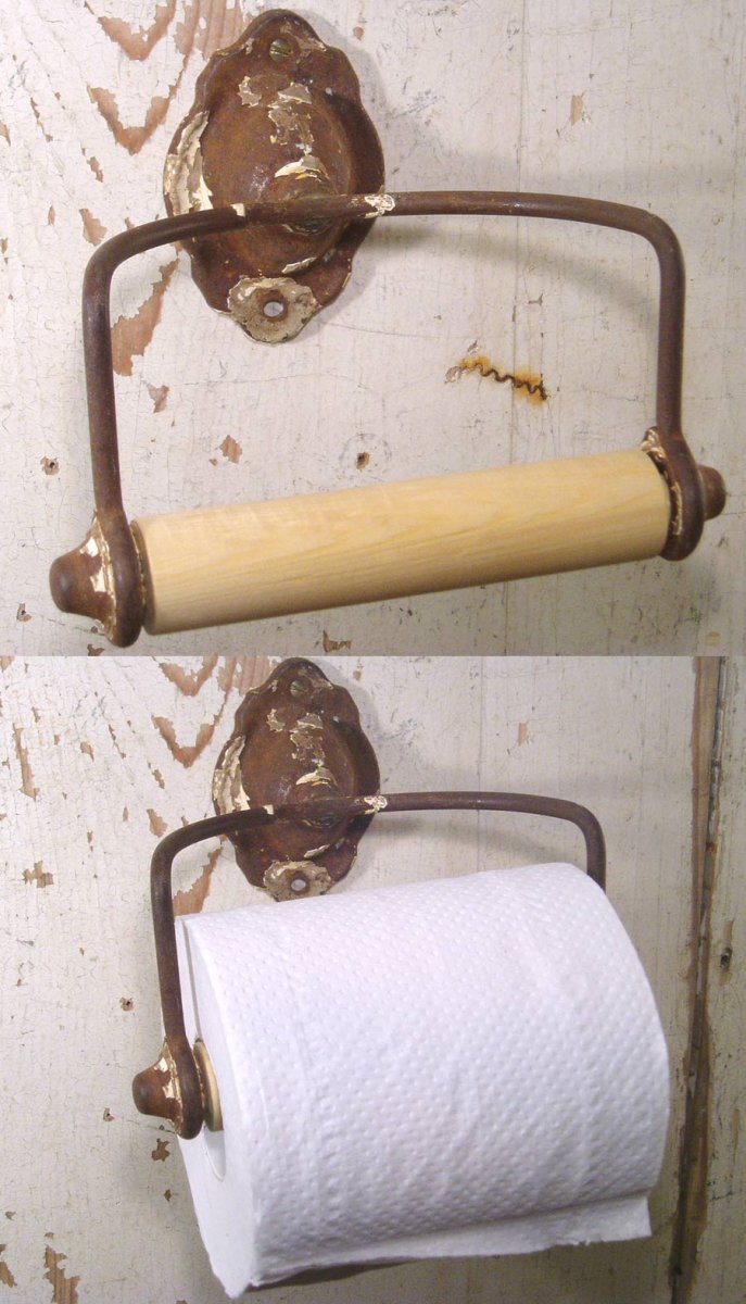 画像1:  1920's "Rusty" Steel-Frame Toilet Paper Holder (1)