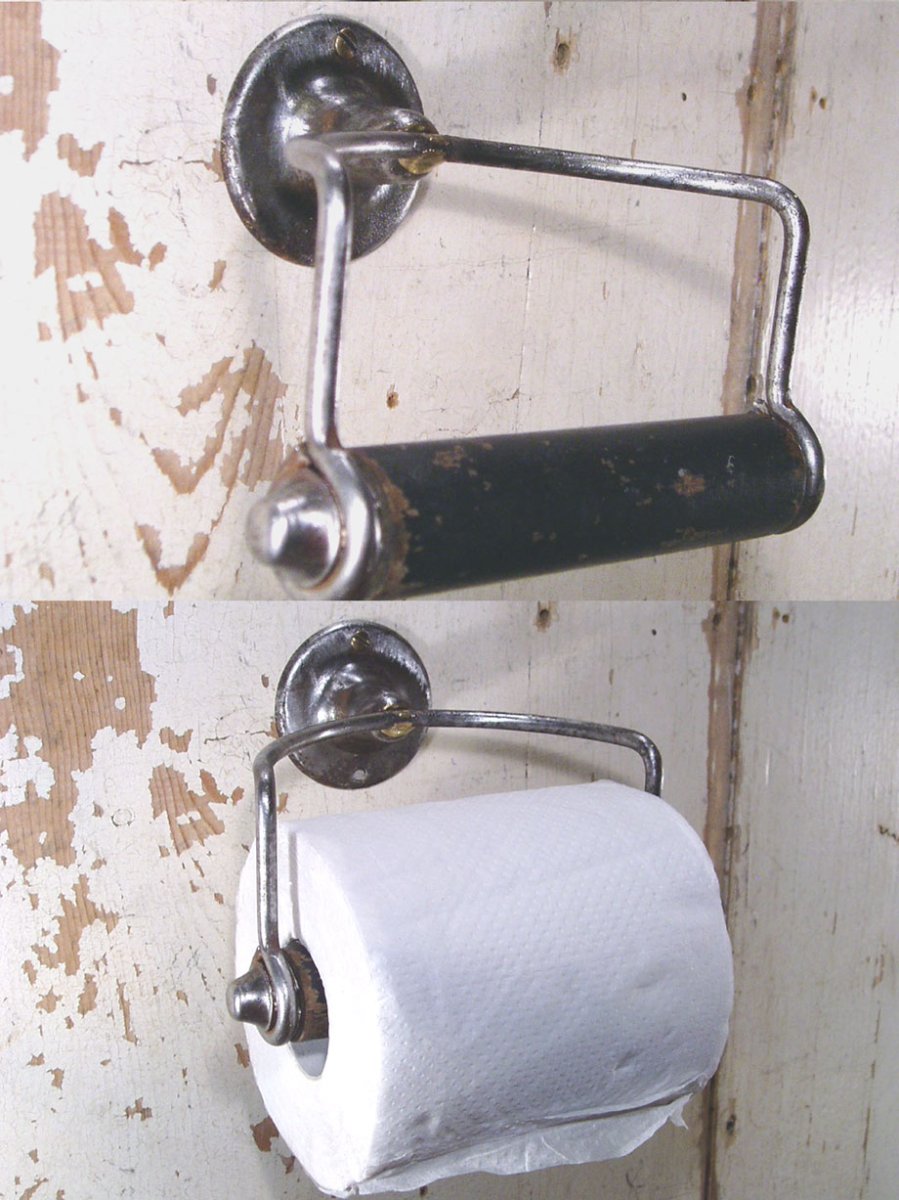 画像1:  1920's "Solid Steel Frame" Toilet Paper Holder (1)