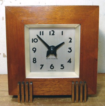画像1: 1930's "Art-Deco"  Wood Desk Clock