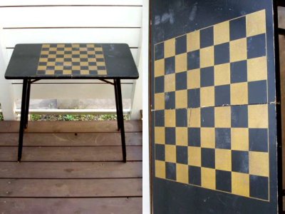 画像1: 1930's "Checker" Wood Folding Game Table