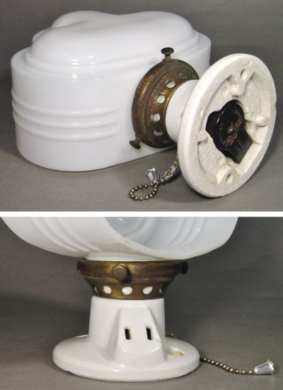 画像3: 1930-40's Art Deco "Porcelain＆Milk Glass" Bathroom Lamp