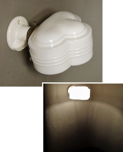 画像1: 1930-40's Art Deco "Porcelain＆Milk Glass" Bathroom Lamp