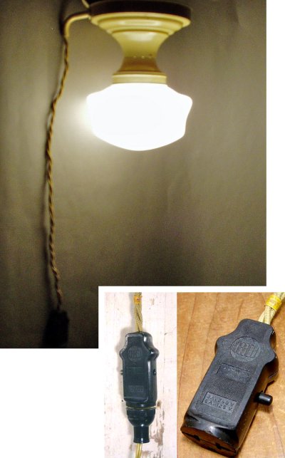 画像2: 1930's "ART DECO" Ceiling Light Fixture w/Pendant Switch