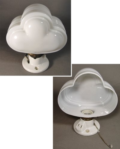 画像2: 1930-40's Art Deco "Porcelain＆Milk Glass" Bathroom Lamp