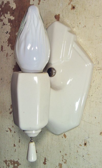 画像1: 1930-40's "Porcelain" Candle Lamp【Art Deco】