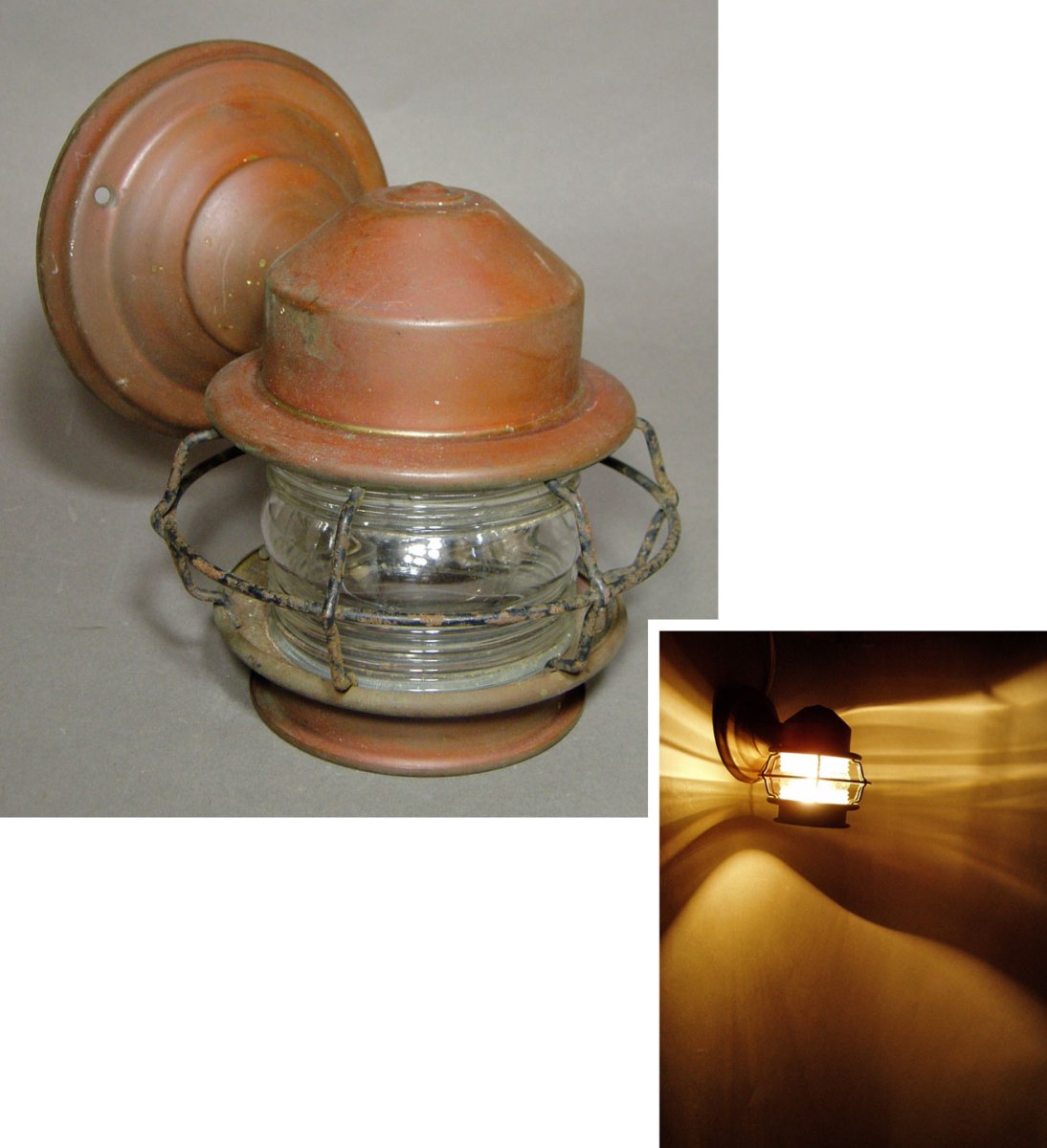 画像1: 1930-40's "Caged" Brass Porch Lamp  (1)