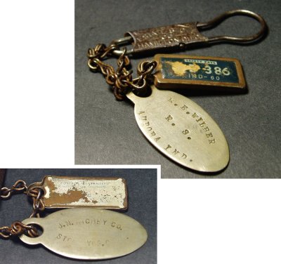 画像1: 1910-20's "Advertising" Key Ring + Key Fobs