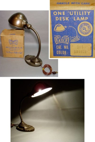 画像1: 1940's "Iron Base" Flexible Arm Desk Lamp【Dead Stock】 