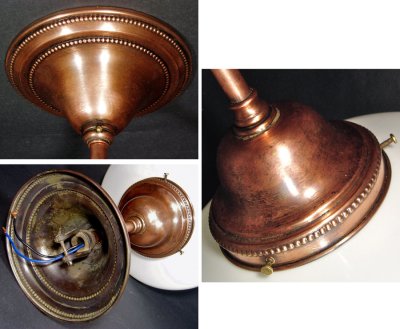 画像2: 1920-30's German Deco "Copper" School House Ceiling Light