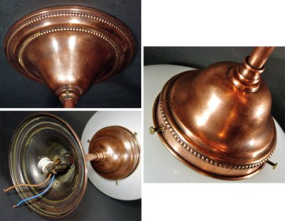 画像2: 1920-30's German Deco "Copper" School House Ceiling Light