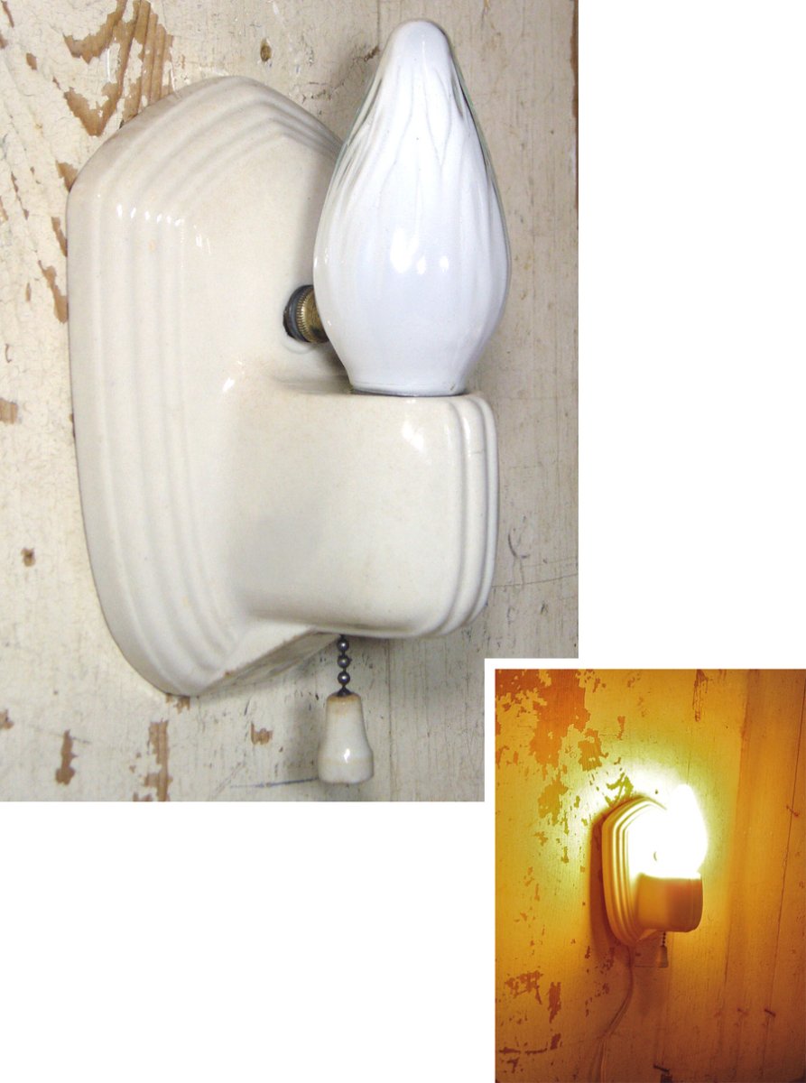 画像1: 1930-40's "Art Deco" Porcelain Candle Lamp  (1)