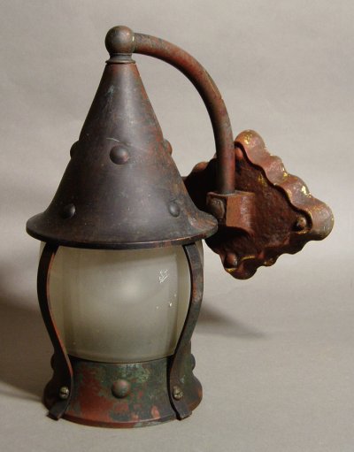 画像1: 1930-40's "Caged" Brass Porch Lamp 