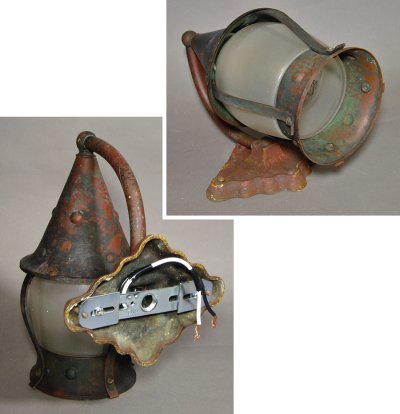 画像2: 1930-40's "Caged" Brass Porch Lamp 