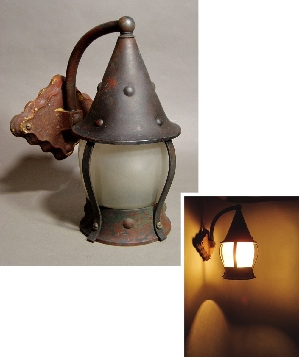 画像1: 1930-40's "Caged" Brass Porch Lamp  (1)