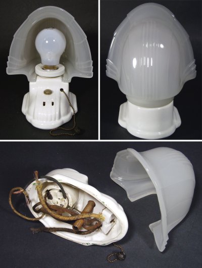 画像3: 1930's Art Deco Porcelain Bathroom Lamp
