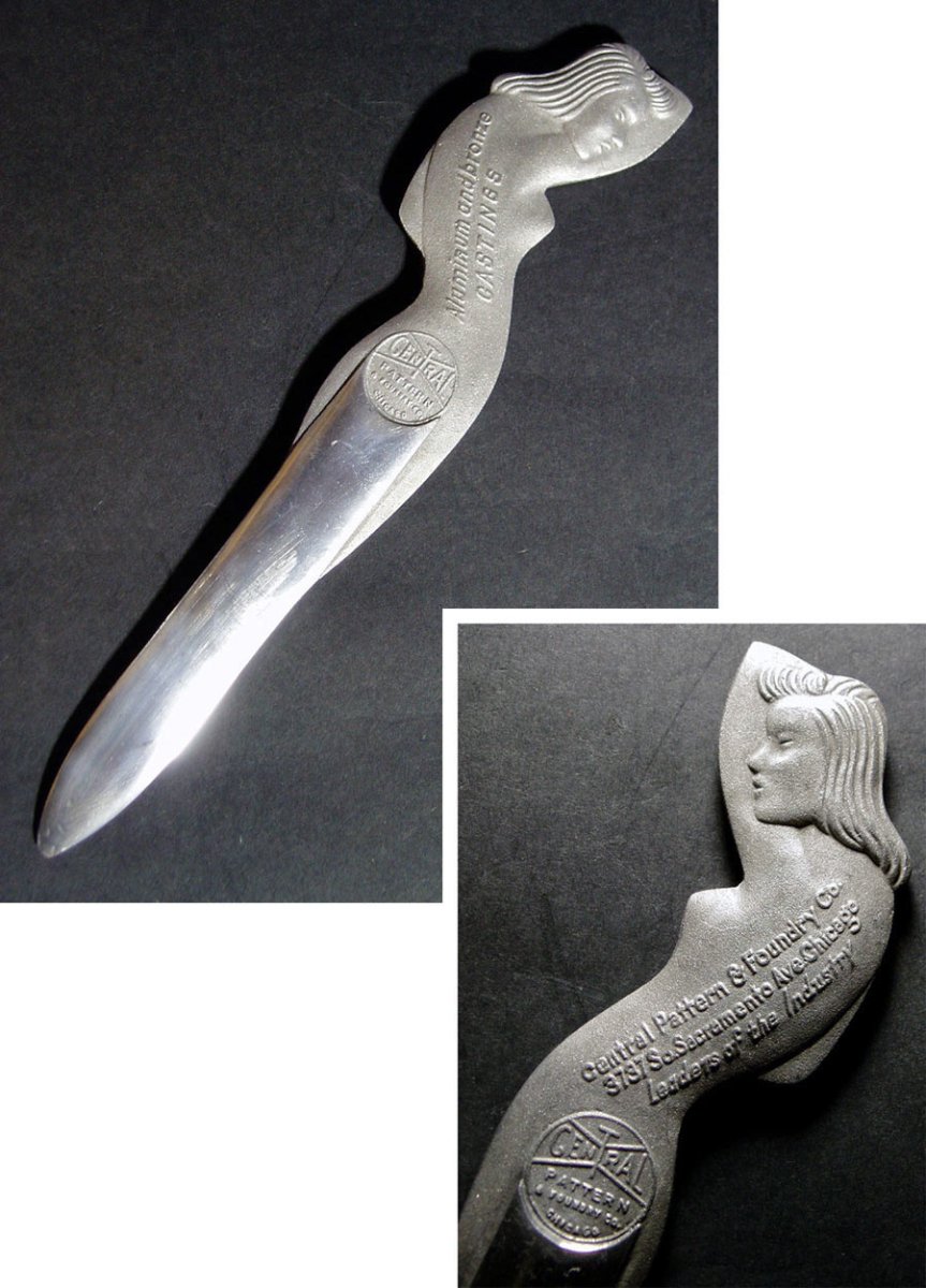 画像1: 1920-40's "Art Deco Nude Lady" Aluminum Letter Opener (1)