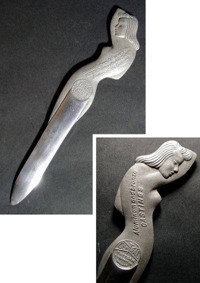 画像1: 1920-40's "Art Deco Nude Lady" Aluminum Letter Opener