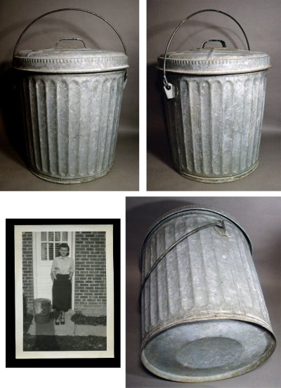 画像1: 1940-early 50's "Wheeling" Garbage Can 