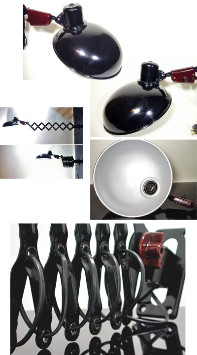 画像2: 1930-40's ART DECO "Black×Dark Burgundy" Scissor Wall Lamp