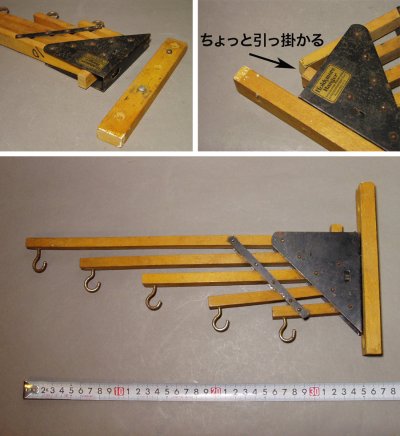 画像2: 1920-30's "Holds more Hanger" Wood＆Steel Folding Hanger