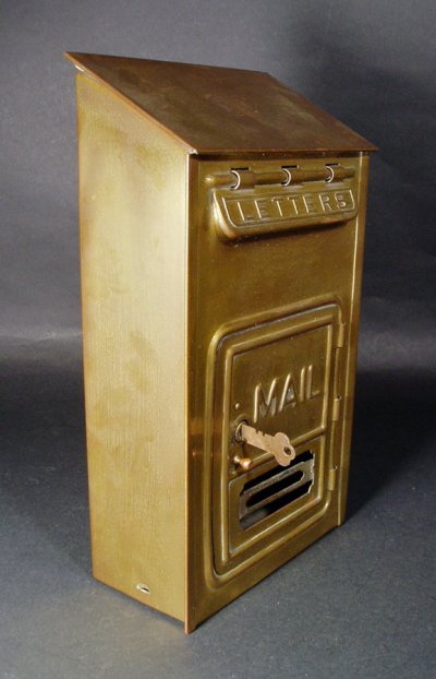 画像1: 1920-30's "CORBIN LOCK CO." Brass Wall Mount Mail Box