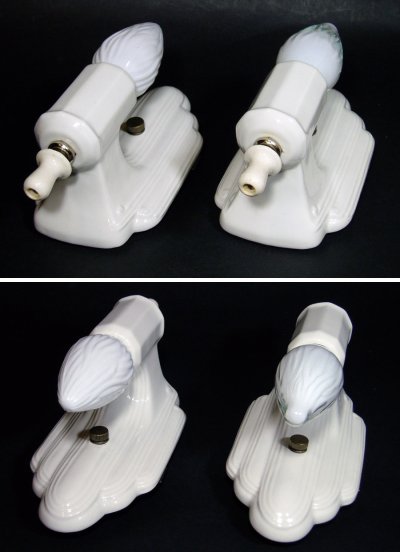 画像2: 1930-40's "PAIR" Porcelain Candle Lamp【Art Deco】 