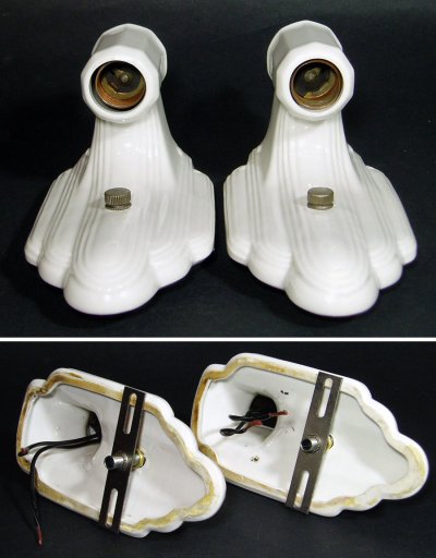 画像3: 1930-40's "PAIR" Porcelain Candle Lamp【Art Deco】 