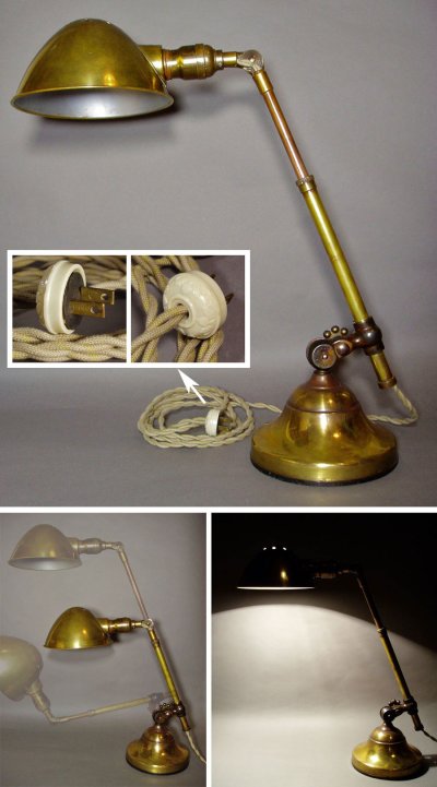 画像1: 1910-20's "O.C.White" Brass Telescopic Desk Lamp