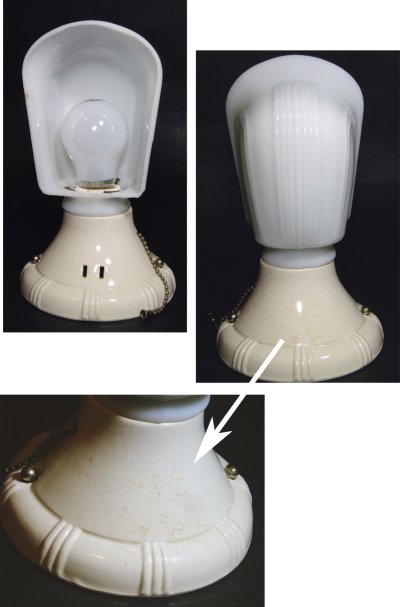 画像2: 1930-40's Art Deco Porcelain Bathroom Lamp