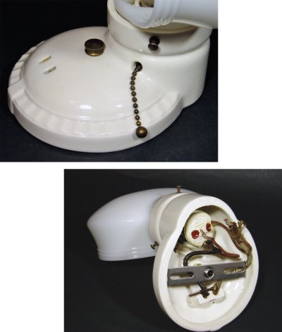 画像3: 1930-40's Art Deco "Porcelain＆Milk Glass" Bathroom Lamp