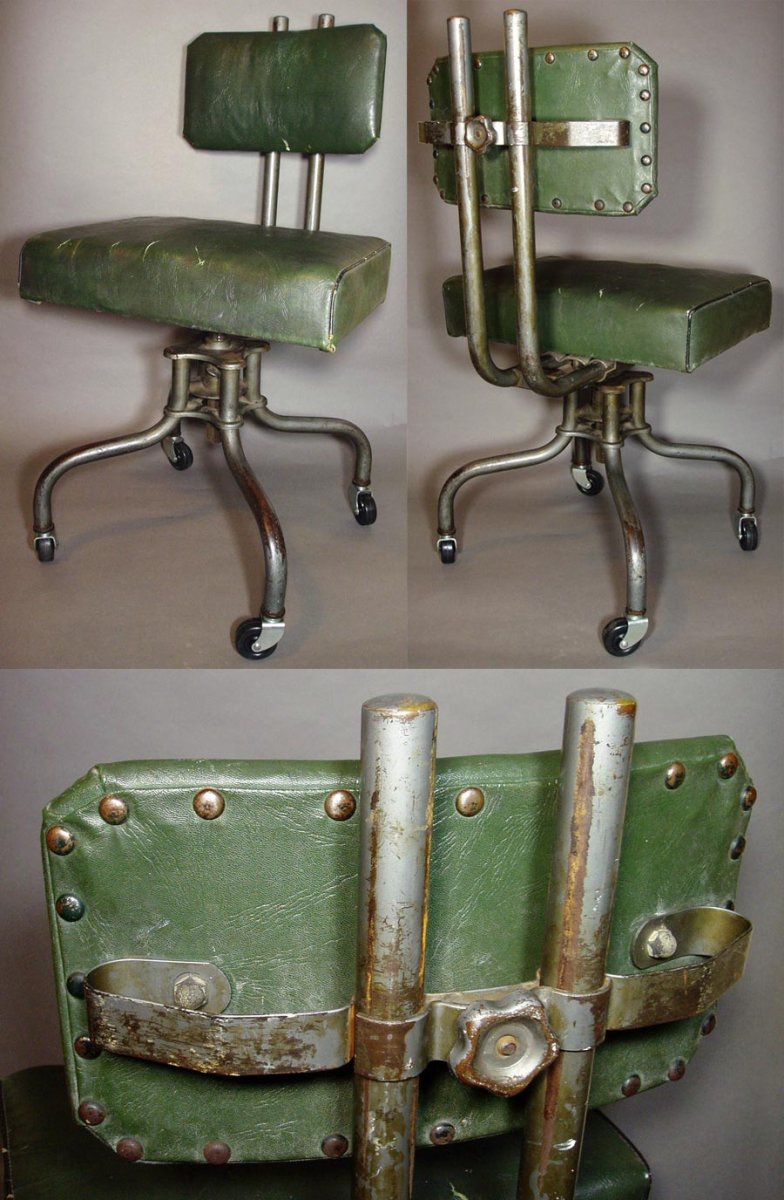画像1: 1940's "Studded Backrest" Swivel Desk Chair (1)