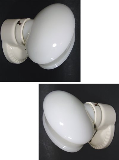 画像2: 1930-40's Art Deco "Porcelain＆Milk Glass" Bathroom Lamp