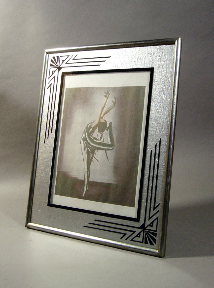 画像1: 1930's Art Deco "Reverse Painted" Glass Photo Frame【大】 (1)