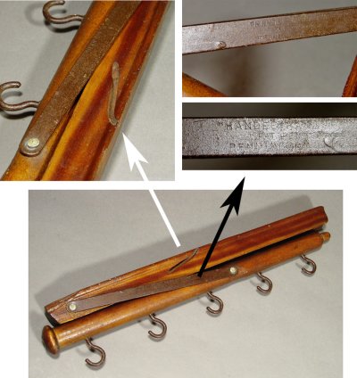 画像1: 1920's  "Wood＆Seel" Wall Mount Folding Hanger Rack