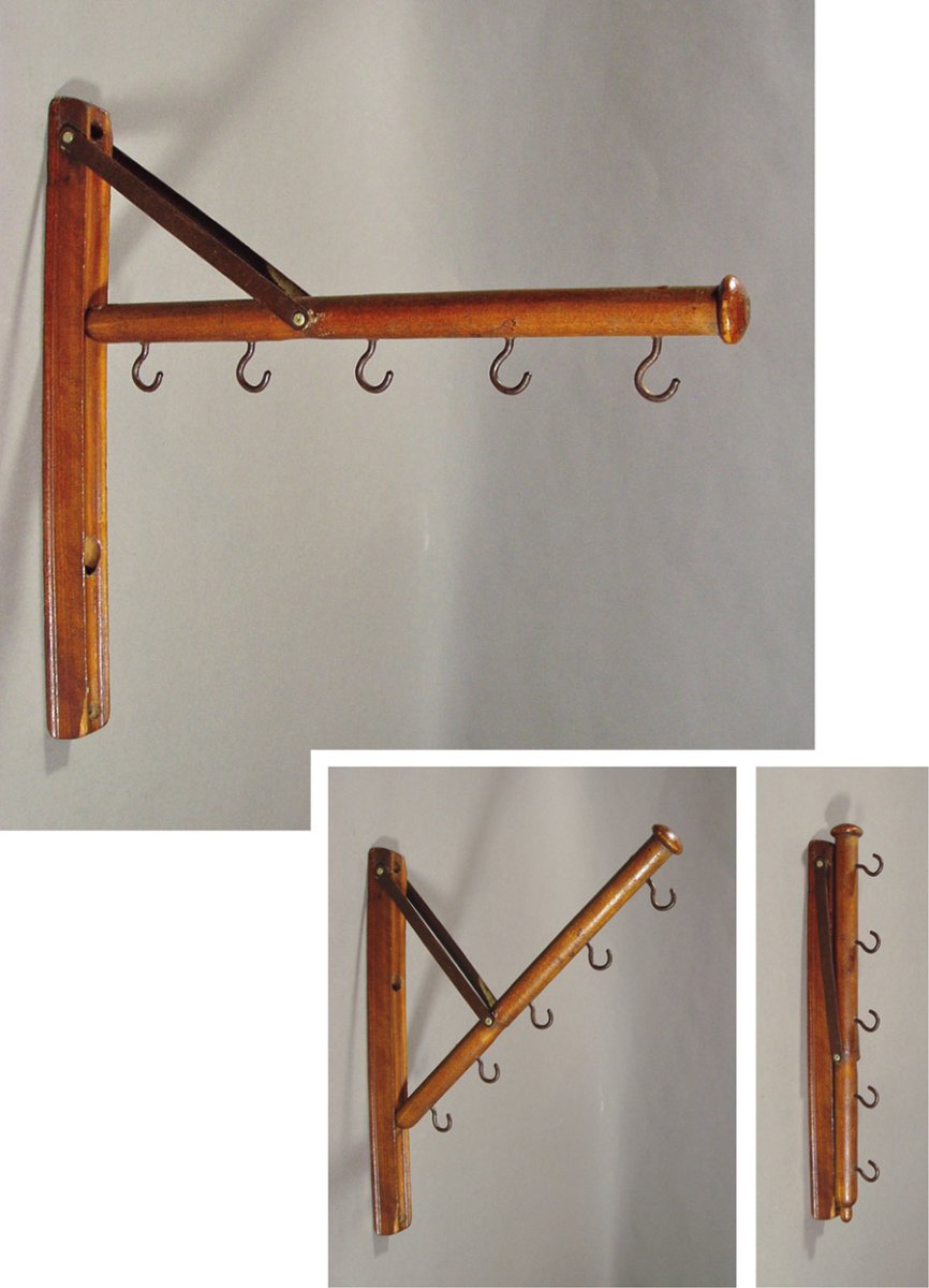 画像1: 1920's  "Wood＆Seel" Wall Mount Folding Hanger Rack (1)